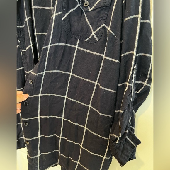 Style & Co Blue Plaid Button Up Top Size Large - Picture 4 of 11